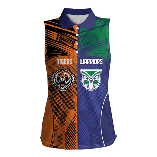 Custom Warriors-Tigers Women Sleeveless Polo Shirt Together Sporty Style