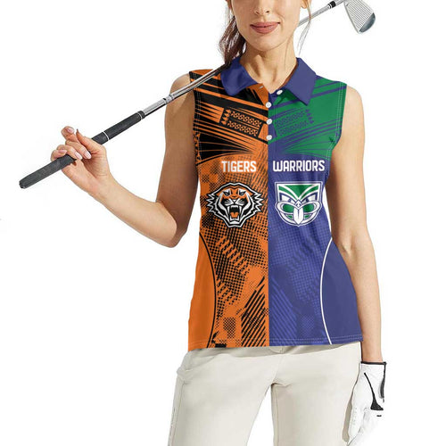 Custom Warriors-Tigers Women Sleeveless Polo Shirt Together Sporty Style