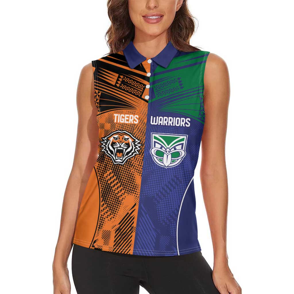 Custom Warriors-Tigers Women Sleeveless Polo Shirt Together Sporty Style