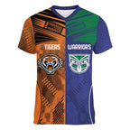 Custom Warriors-Tigers Women V-Neck T-Shirt Together Sporty Style