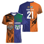 Custom Warriors-Tigers Women V-Neck T-Shirt Together Sporty Style