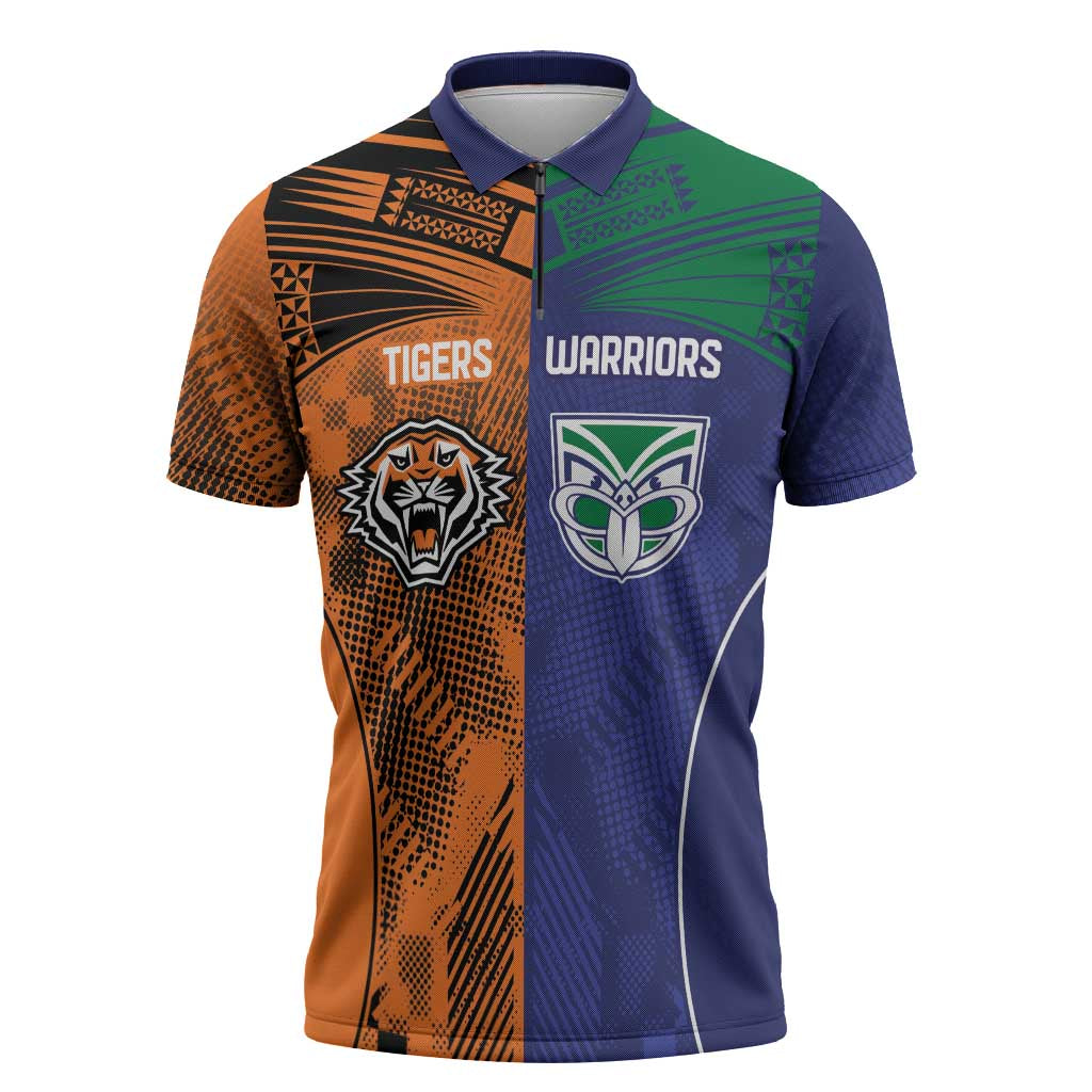 Custom Warriors-Tigers Zipper Polo Shirt Together Sporty Style