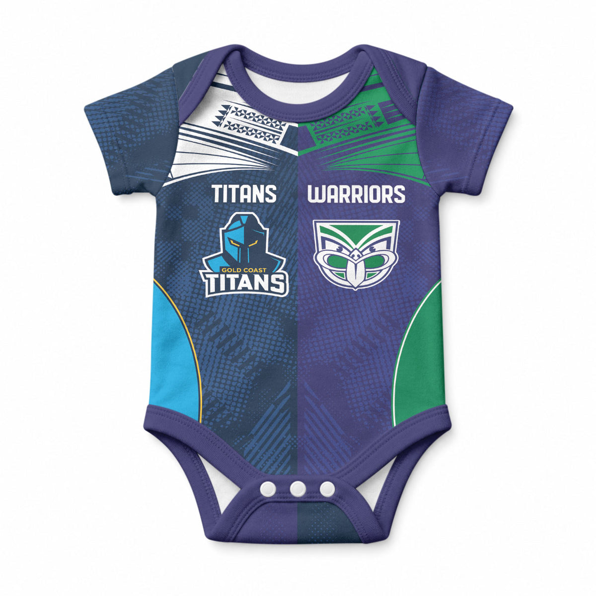 Custom Warriors-Titans Baby Onesie Together Sporty Style White Style