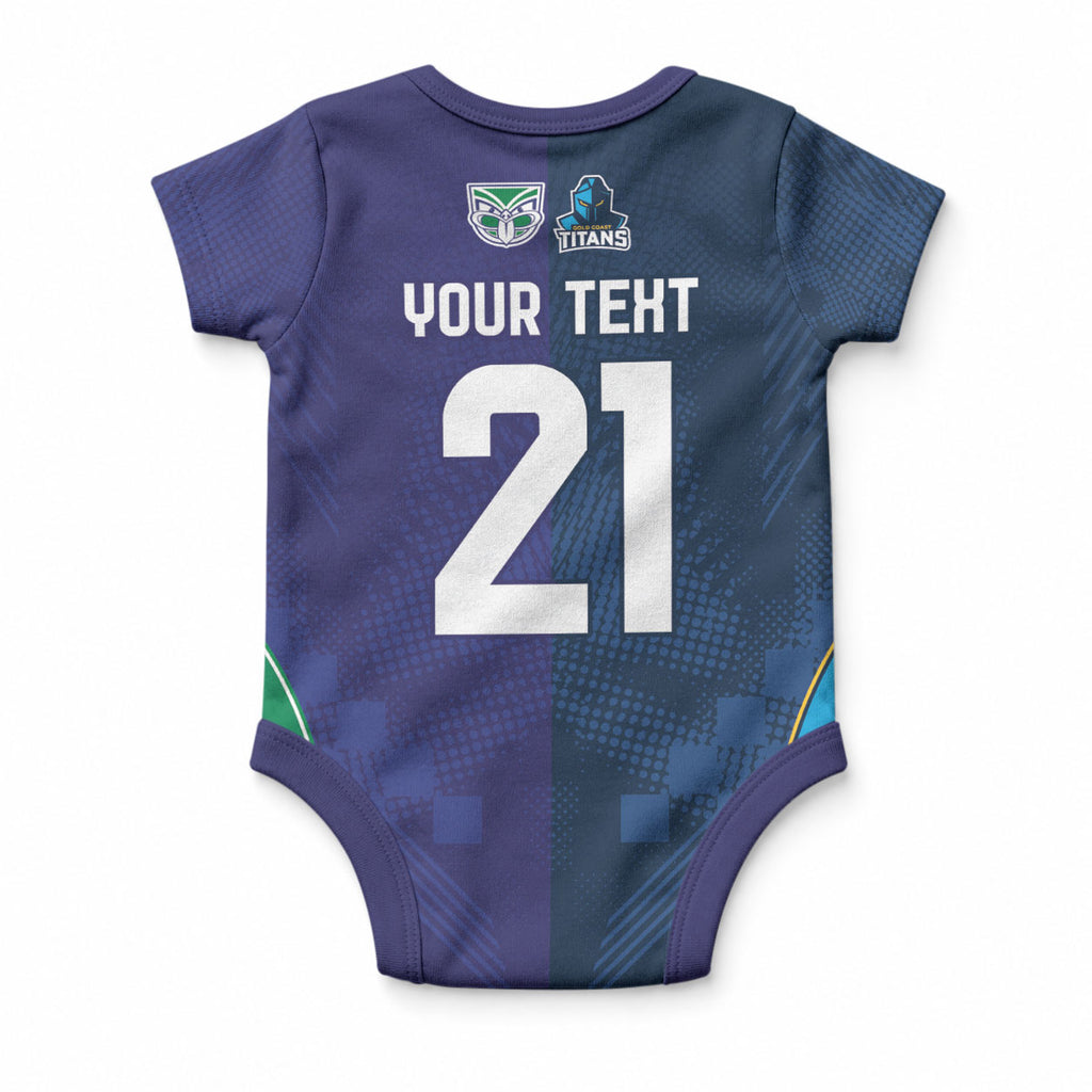 Custom Warriors-Titans Baby Onesie Together Sporty Style White Style