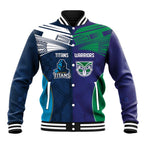 Custom Warriors-Titans Baseball Jacket Together Sporty Style White Style