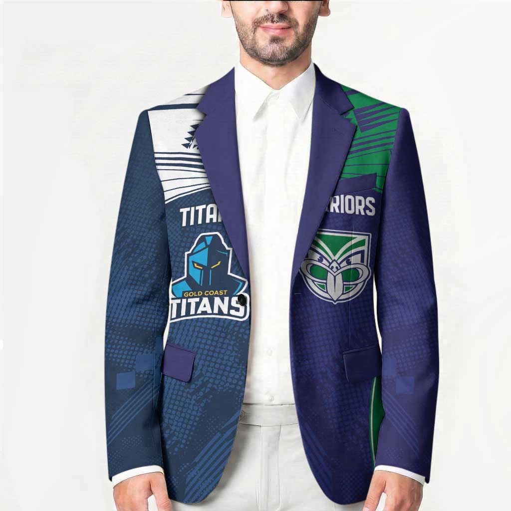 Custom Warriors-Titans Blazer Together Sporty Style White Style
