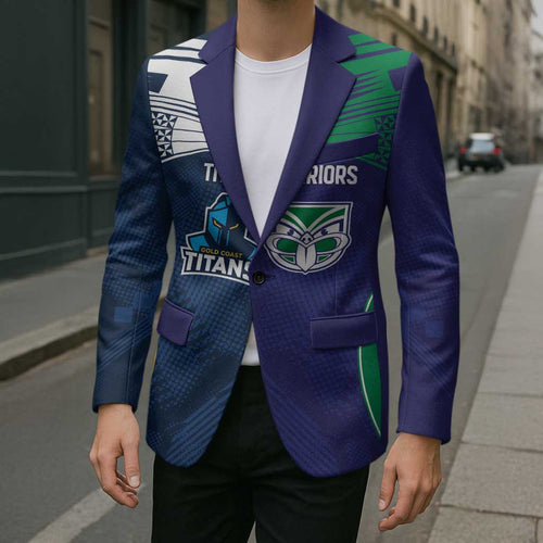 Custom Warriors-Titans Blazer Together Sporty Style White Style