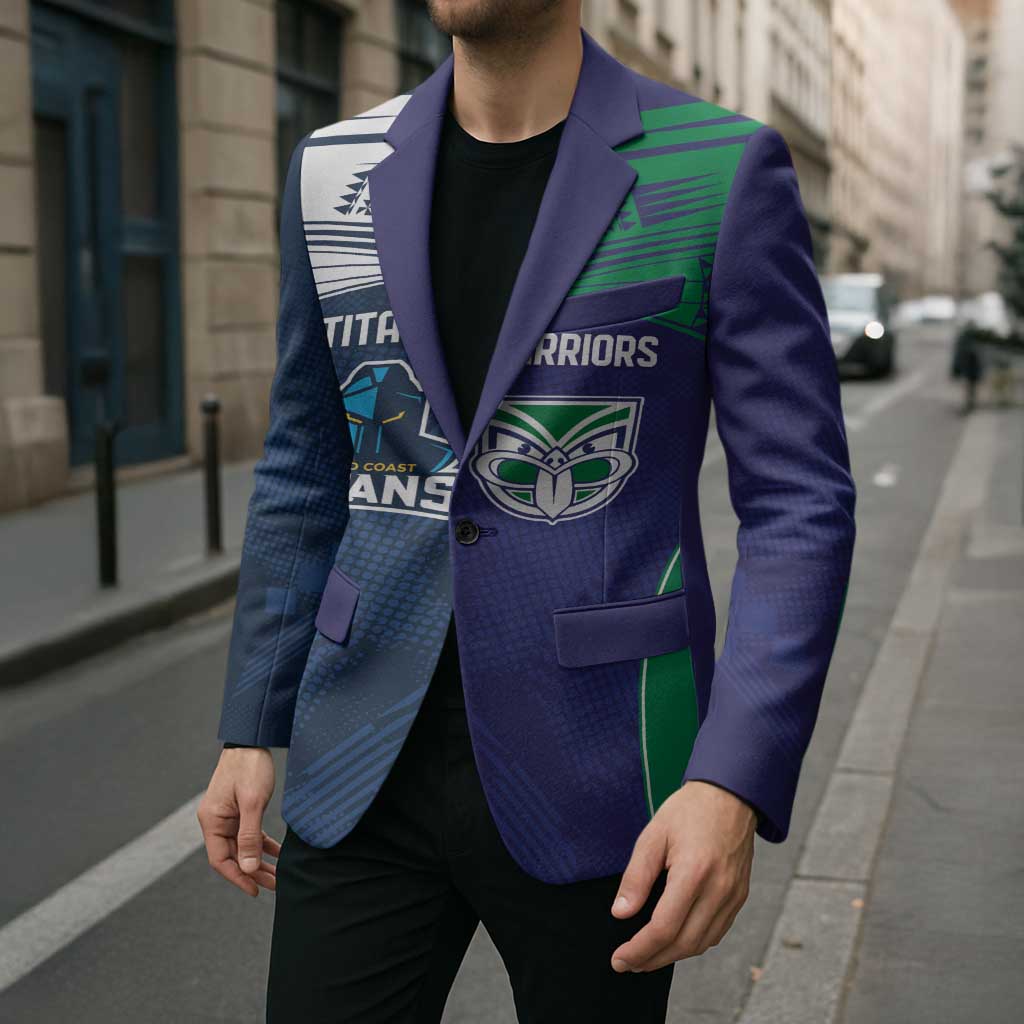 Custom Warriors-Titans Blazer Together Sporty Style White Style
