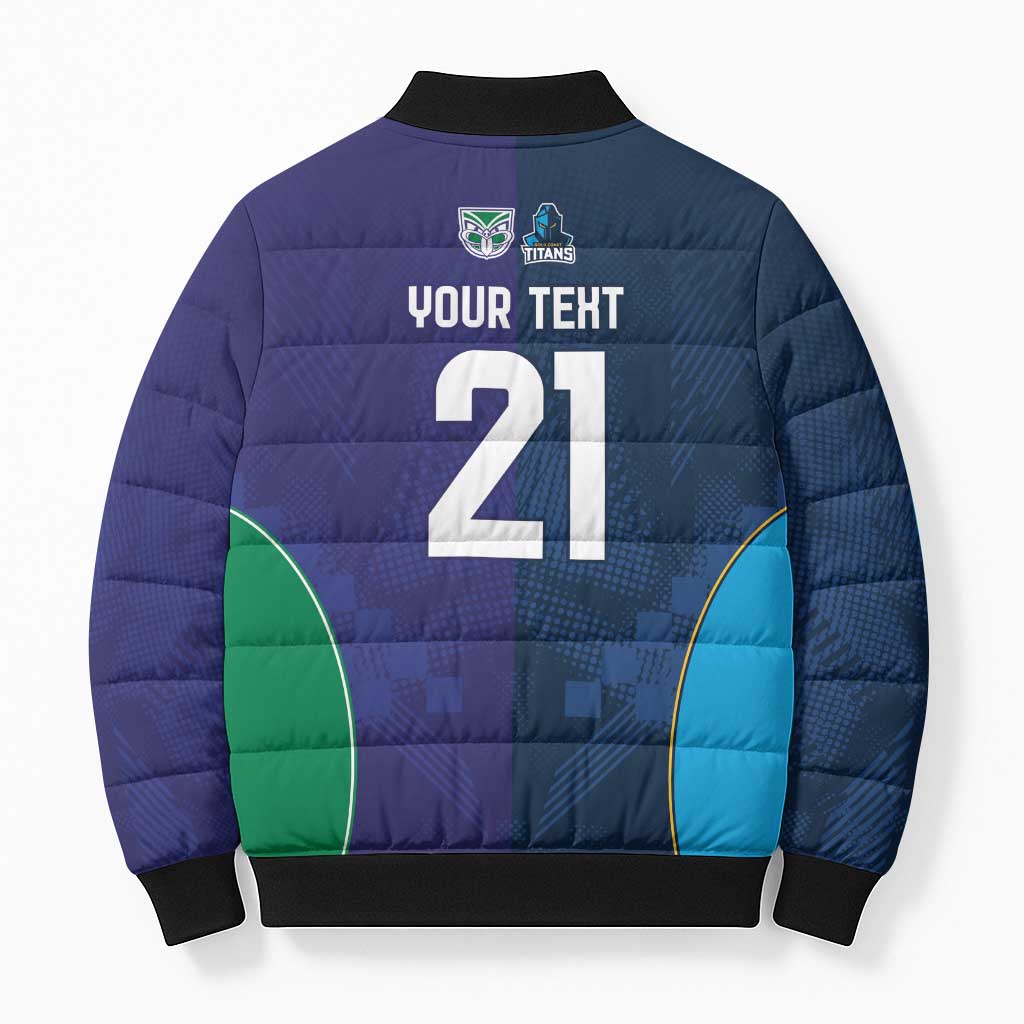 Custom Warriors-Titans Bomber Puffer Jacket Together Sporty Style White Style