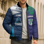 Custom Warriors-Titans Bomber Puffer Jacket Together Sporty Style White Style