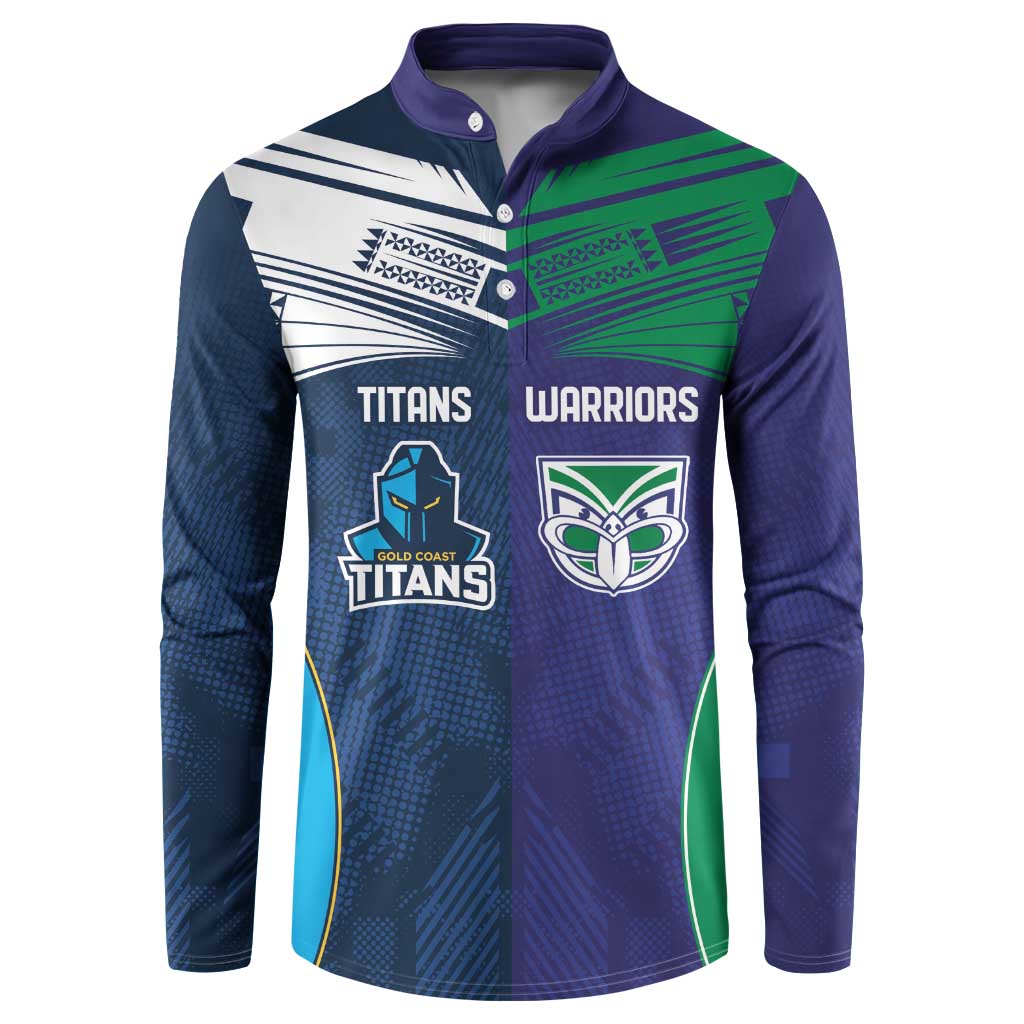 Custom Warriors-Titans Button Sweatshirt Together Sporty Style White Style