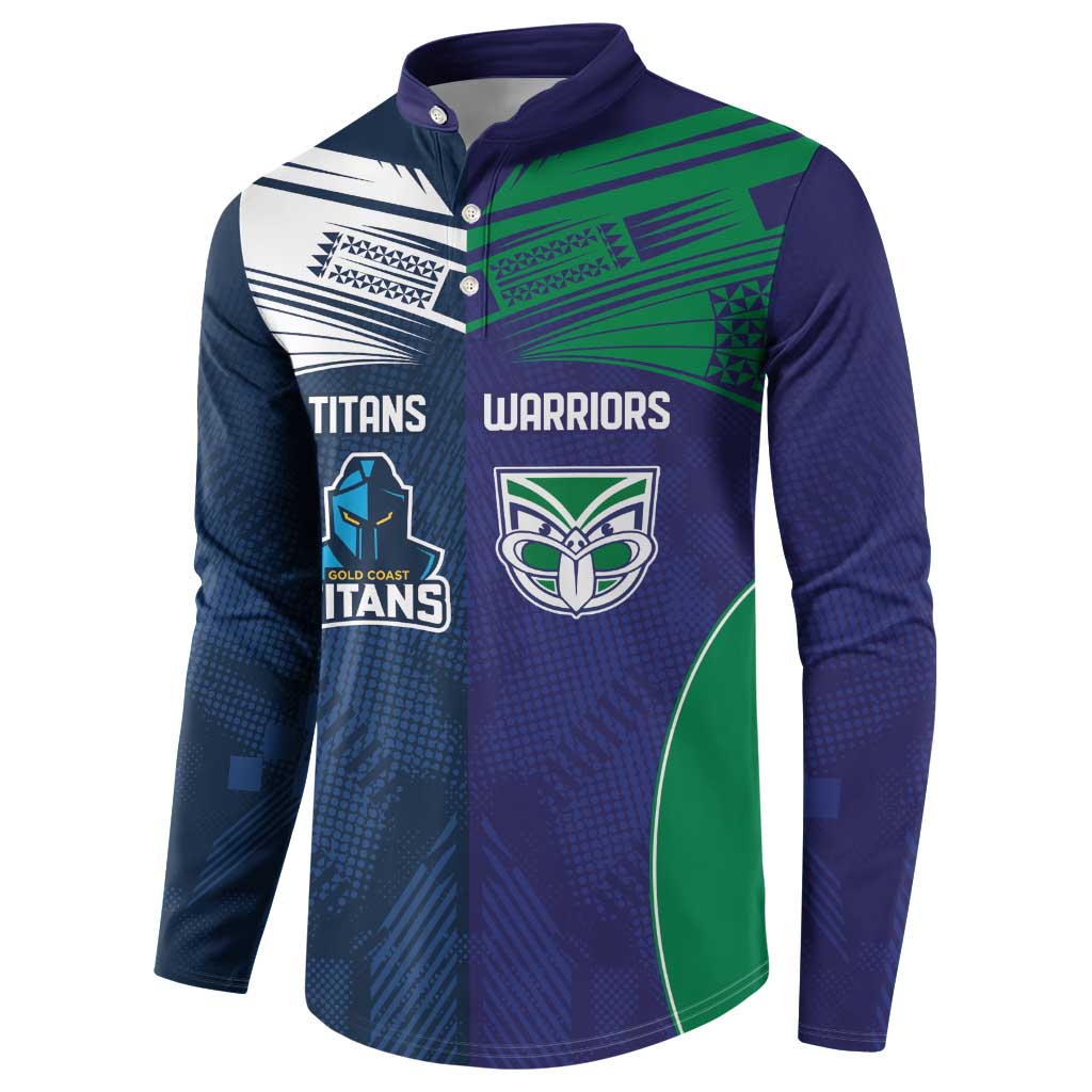 Custom Warriors-Titans Button Sweatshirt Together Sporty Style White Style