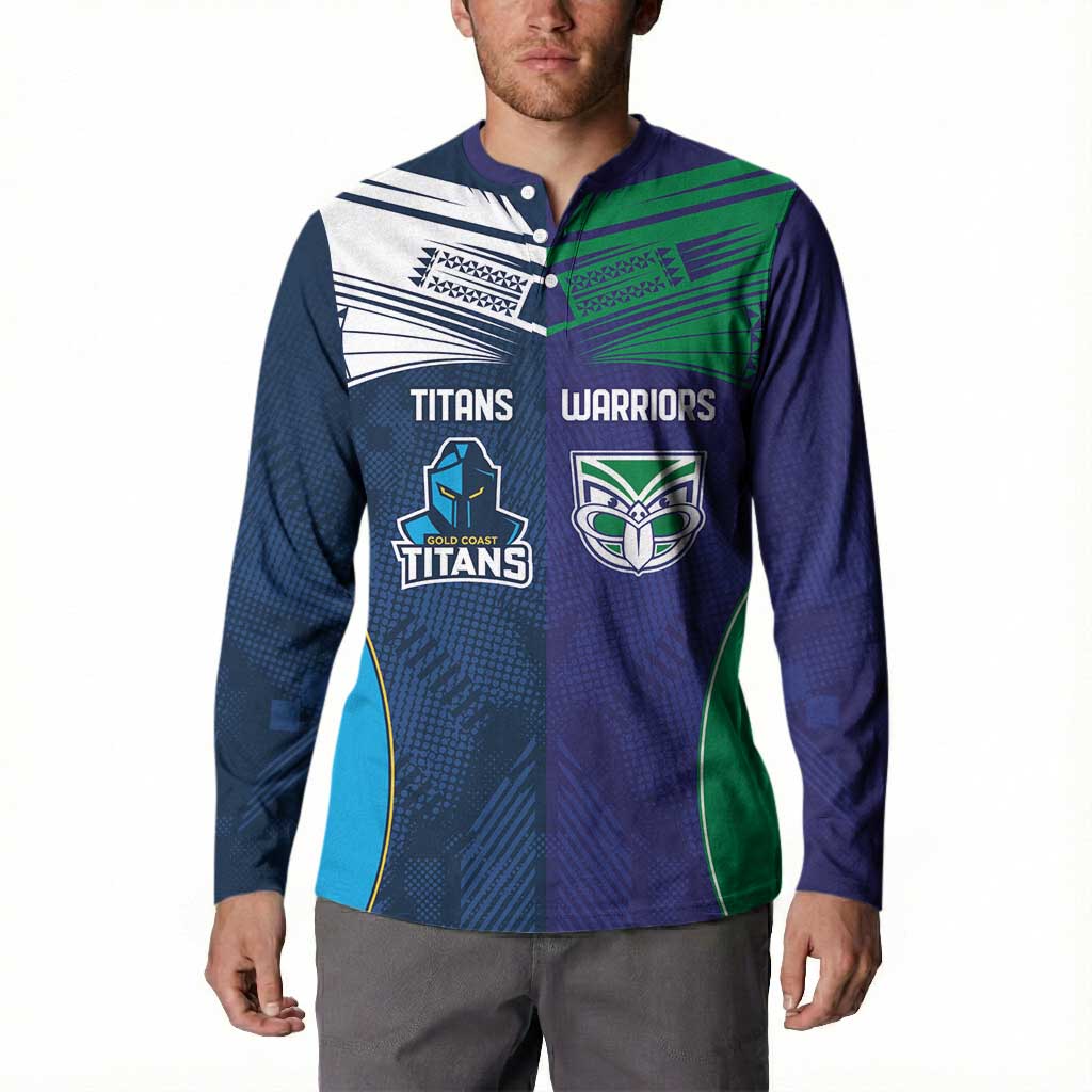 Custom Warriors-Titans Button Sweatshirt Together Sporty Style White Style