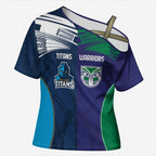 Custom Warriors-Titans Cross Shoulder Shirt Together Sporty Style White Style