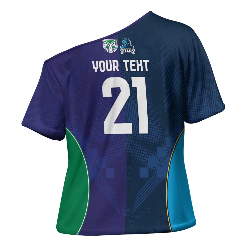 Custom Warriors-Titans Cross Shoulder Shirt Together Sporty Style White Style