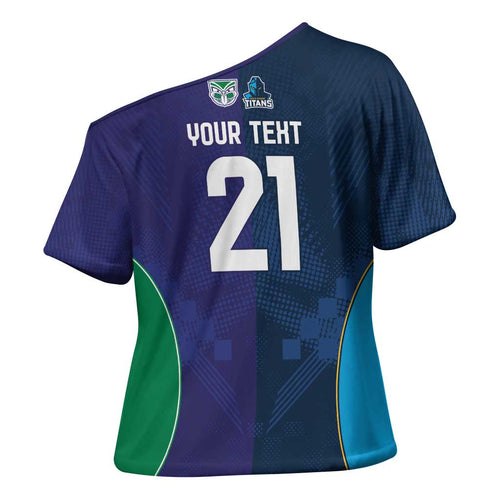 Custom Warriors-Titans Cross Shoulder Shirt Together Sporty Style White Style