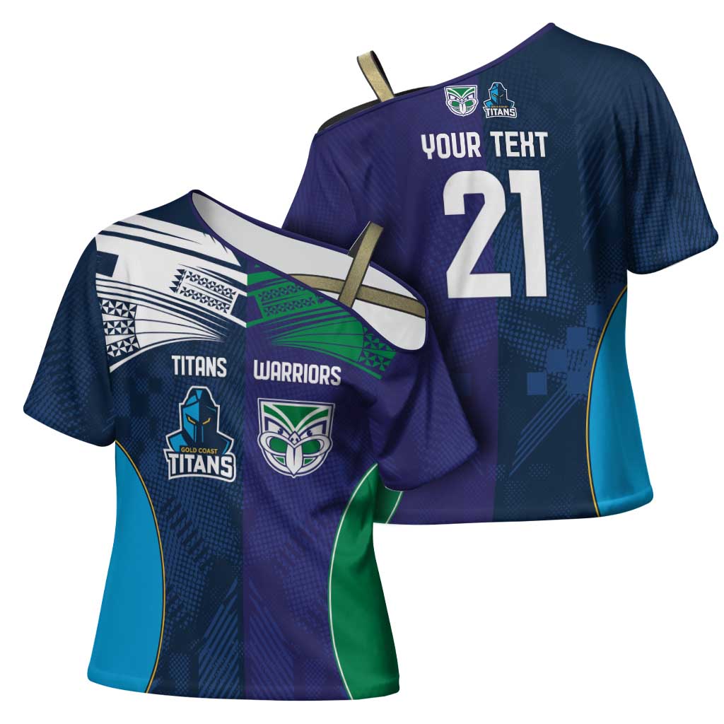 Custom Warriors-Titans Cross Shoulder Shirt Together Sporty Style White Style