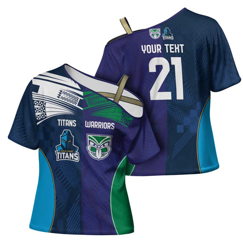 Custom Warriors-Titans Cross Shoulder Shirt Together Sporty Style White Style