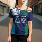 Custom Warriors-Titans Cross Shoulder Shirt Together Sporty Style White Style