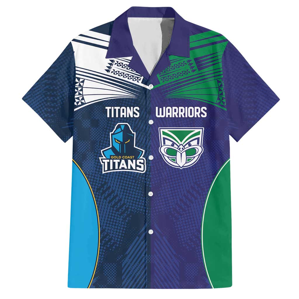 Custom Warriors-Titans Hawaiian Shirt Together Sporty Style White Style