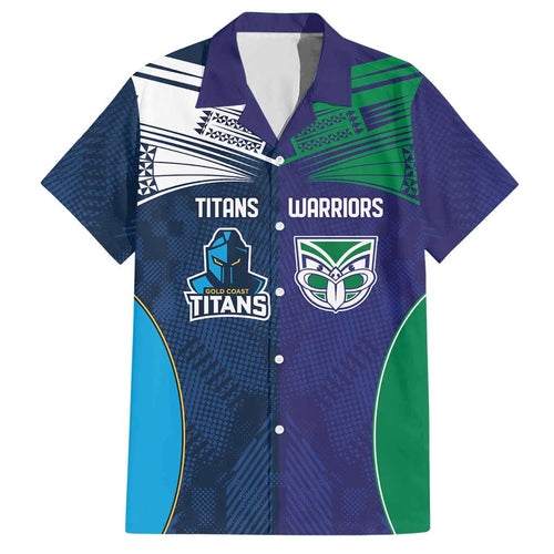 Custom Warriors-Titans Hawaiian Shirt Together Sporty Style White Style