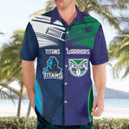 Custom Warriors-Titans Hawaiian Shirt Together Sporty Style White Style