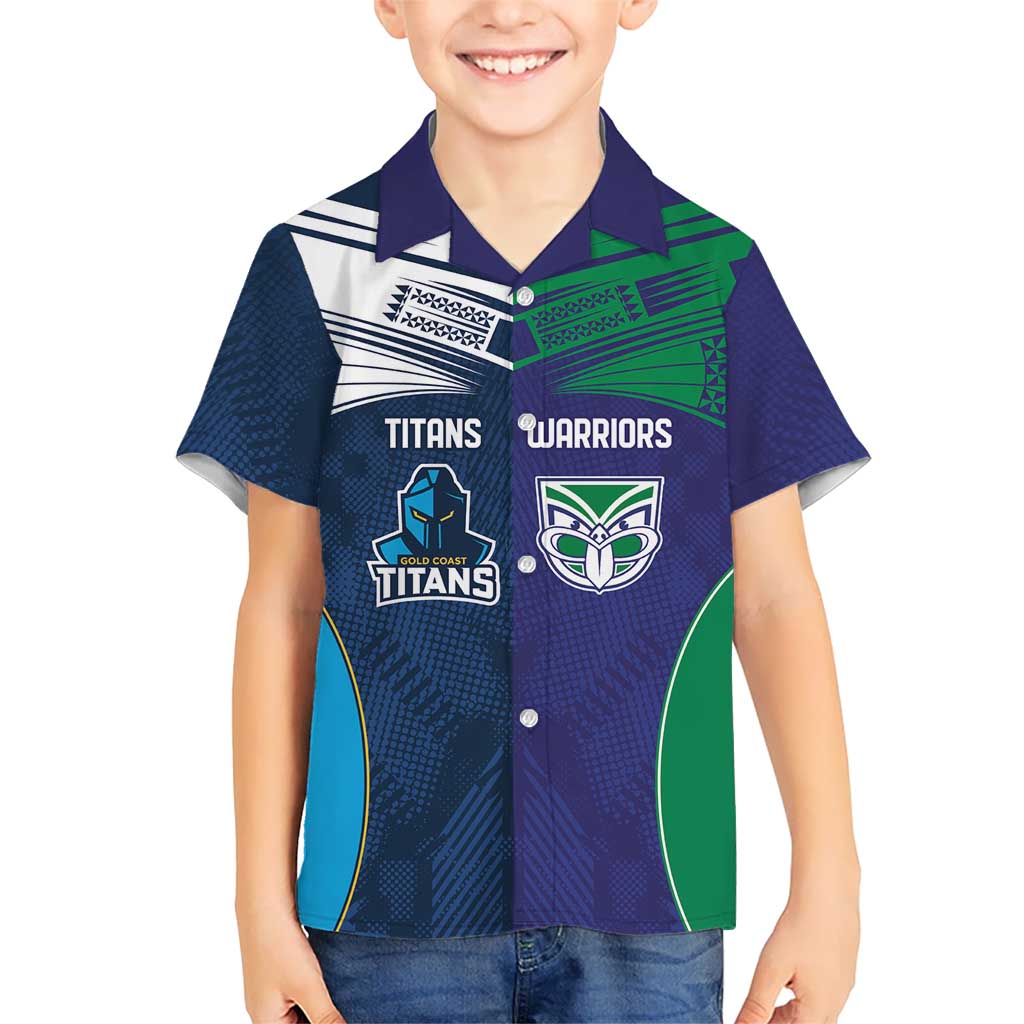Custom Warriors-Titans Hawaiian Shirt Together Sporty Style White Style