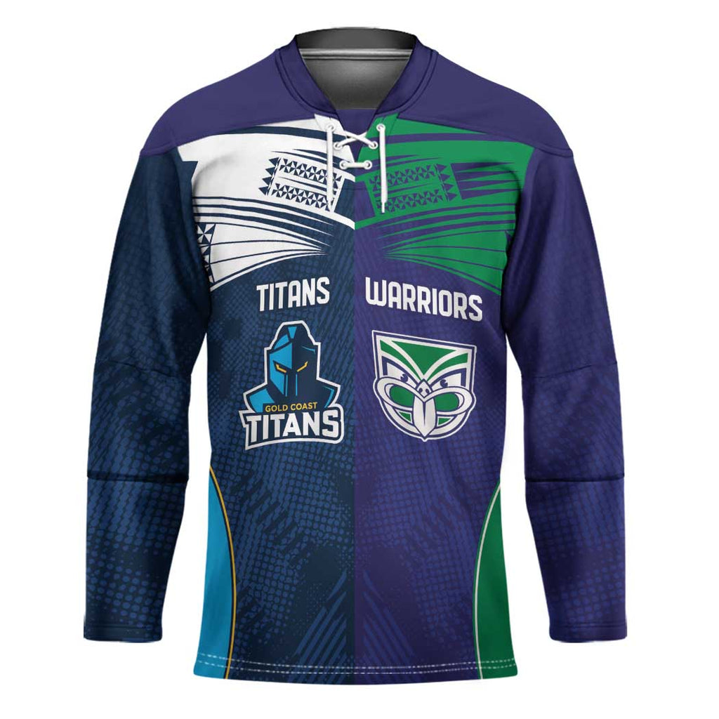 Custom Warriors-Titans Hockey Jersey Together Sporty Style White Style