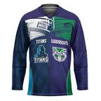 Custom Warriors-Titans Hockey Jersey Together Sporty Style White Style