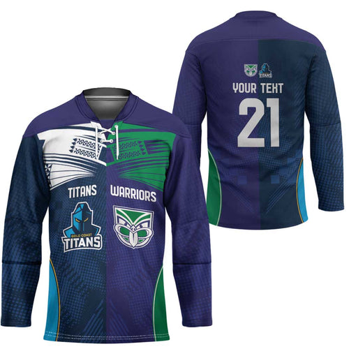 Custom Warriors-Titans Hockey Jersey Together Sporty Style White Style