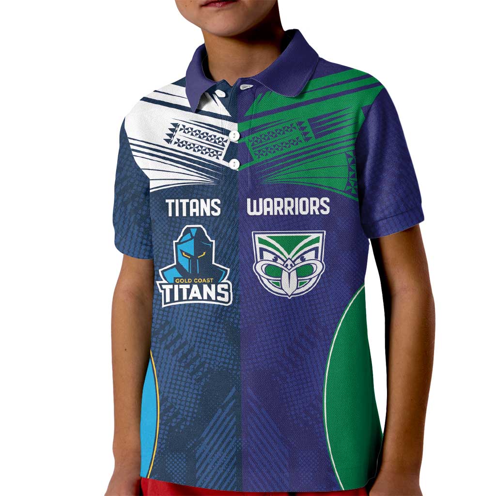 Custom Warriors-Titans Kid Polo Shirt Together Sporty Style White Style