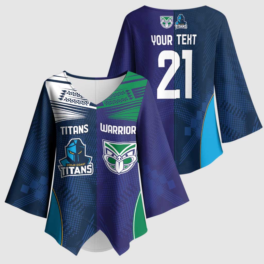 Custom Warriors-Titans Kimono Sleeve Blouse Together Sporty Style White Style