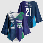 Custom Warriors-Titans Kimono Sleeve Blouse Together Sporty Style White Style