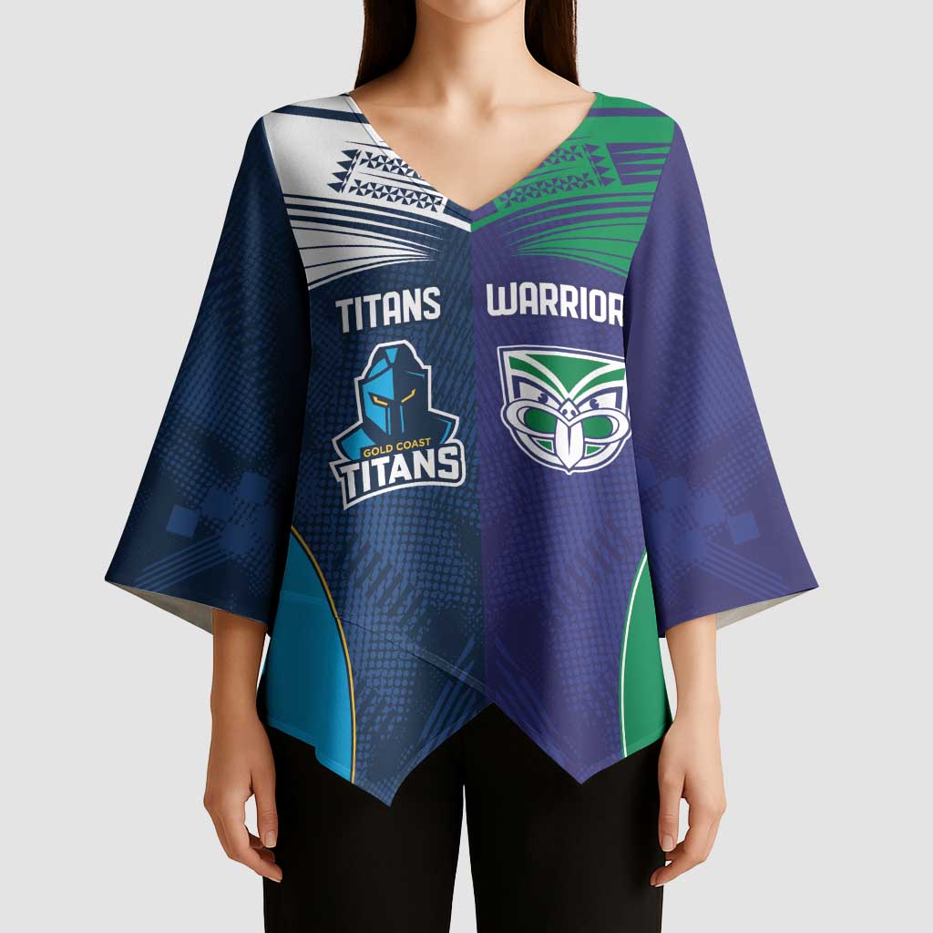Custom Warriors-Titans Kimono Sleeve Blouse Together Sporty Style White Style