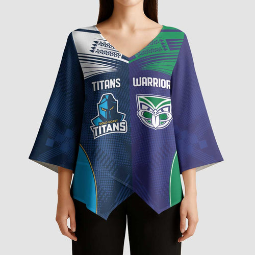 Custom Warriors-Titans Kimono Sleeve Blouse Together Sporty Style White Style