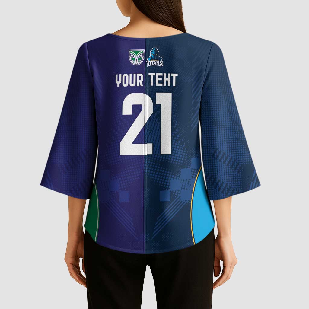Custom Warriors-Titans Kimono Sleeve Blouse Together Sporty Style White Style