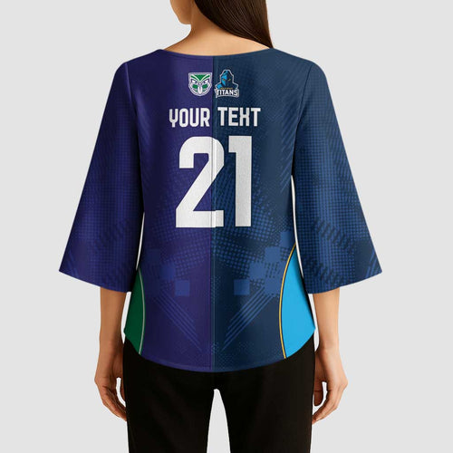 Custom Warriors-Titans Kimono Sleeve Blouse Together Sporty Style White Style