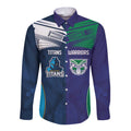 Custom Warriors-Titans Long Sleeve Button Shirt Together Sporty Style White Style