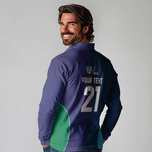 Custom Warriors-Titans Long Sleeve Polo Shirt Together Sporty Style White Style