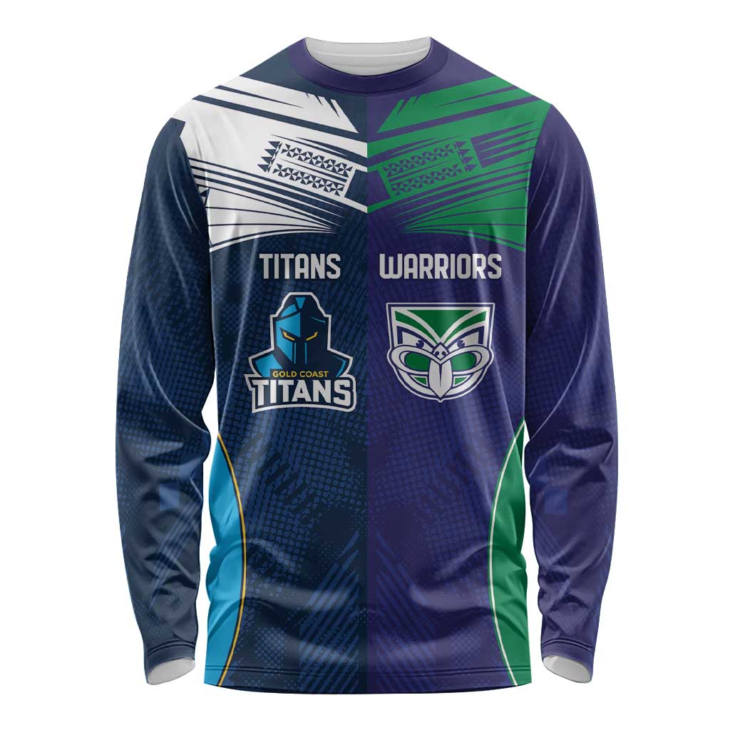 Custom Warriors-Titans Long Sleeve Shirt Together Sporty Style White Style