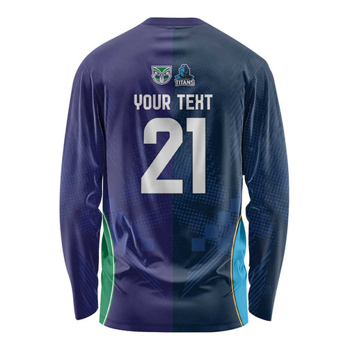 Custom Warriors-Titans Long Sleeve Shirt Together Sporty Style White Style