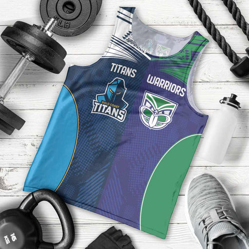 Custom Warriors-Titans Men Tank Top Together Sporty Style White Style