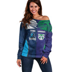 Custom Warriors-Titans Off Shoulder Sweater Together Sporty Style White Style