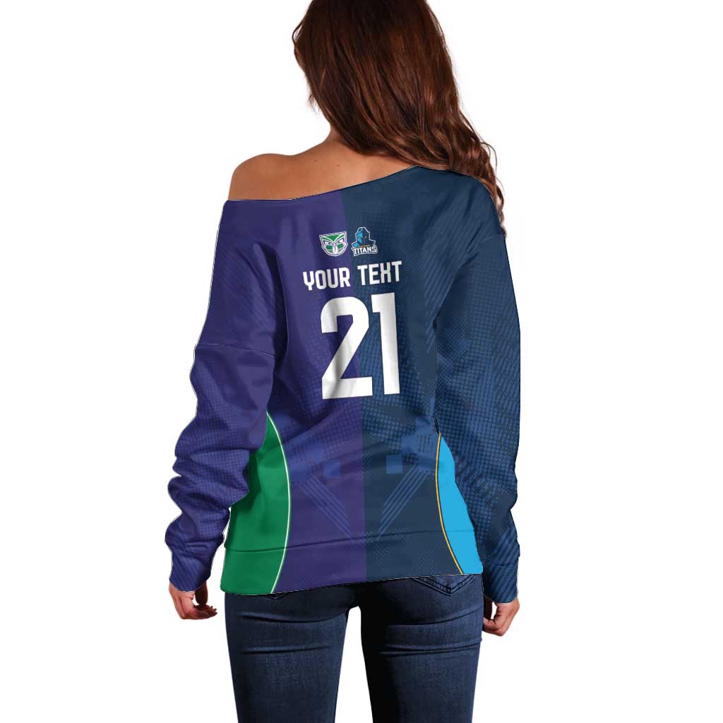 Custom Warriors-Titans Off Shoulder Sweater Together Sporty Style White Style