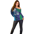 Custom Warriors-Titans Off Shoulder Sweater Together Sporty Style White Style