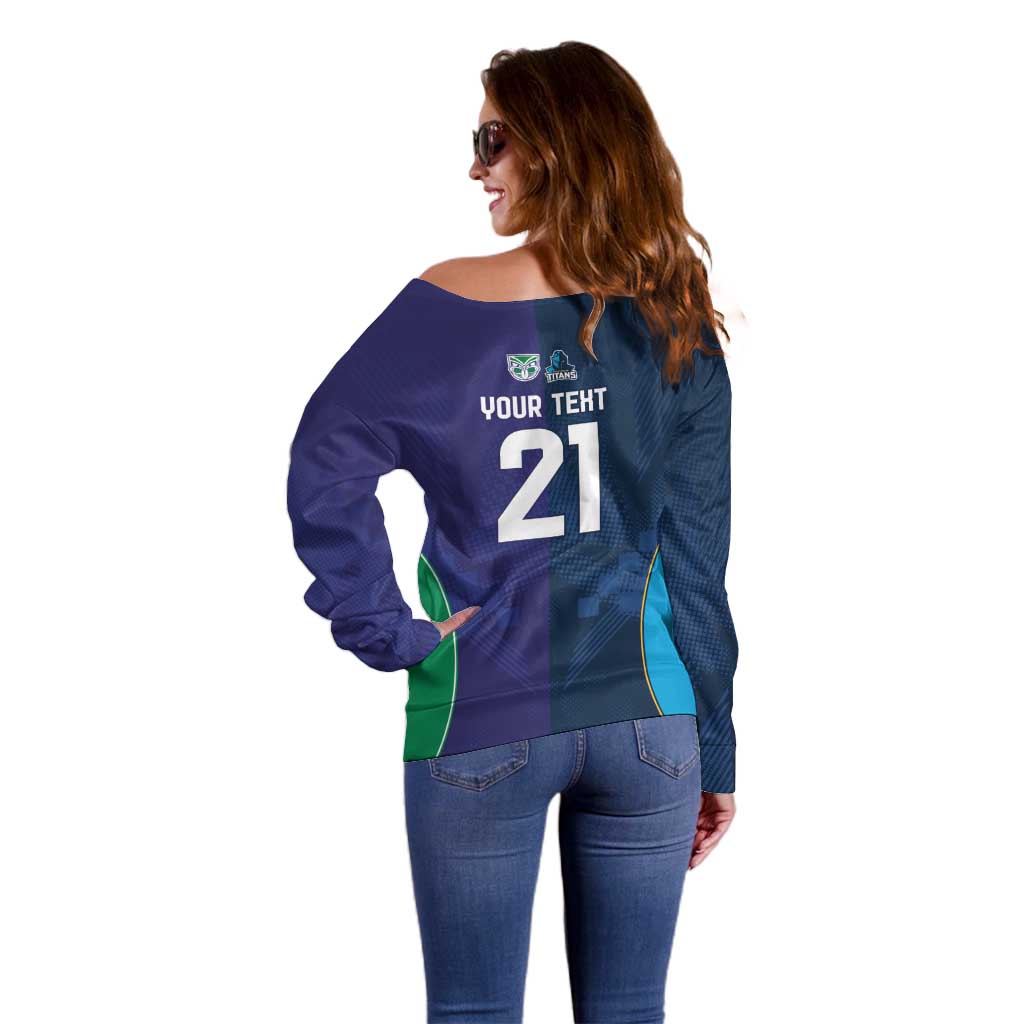 Custom Warriors-Titans Off Shoulder Sweater Together Sporty Style White Style