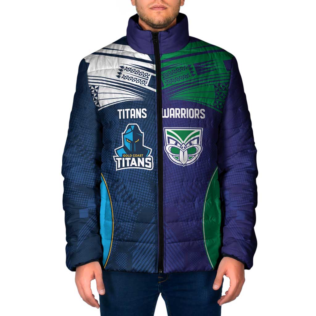 Custom Warriors-Titans Padded Jacket Together Sporty Style White Style