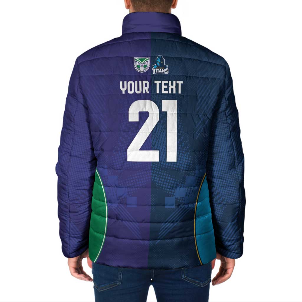 Custom Warriors-Titans Padded Jacket Together Sporty Style White Style