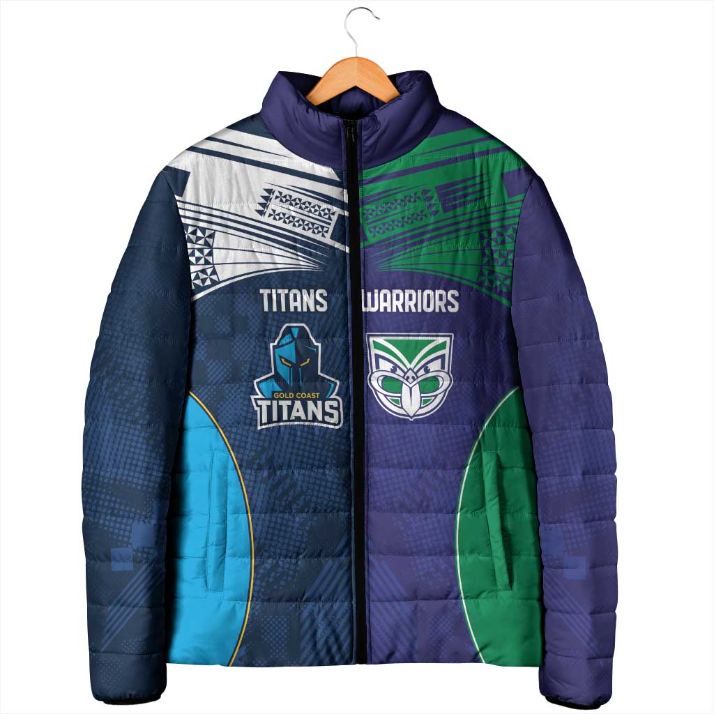 Custom Warriors-Titans Padded Jacket Together Sporty Style White Style