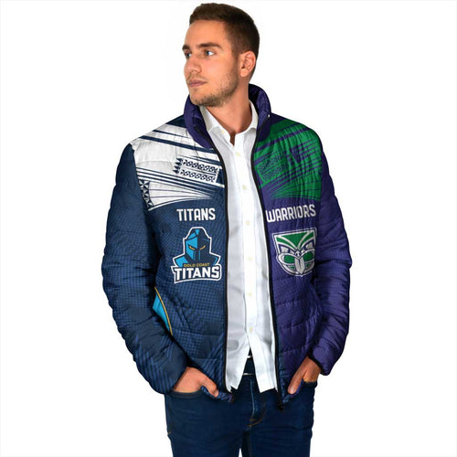 Custom Warriors-Titans Padded Jacket Together Sporty Style White Style